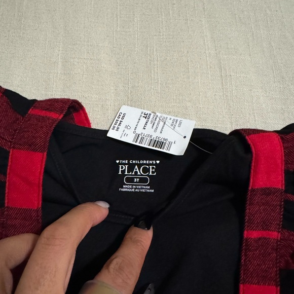 NWT The Children's Place Red and Black Plaid Dress - Picture 2 of 3